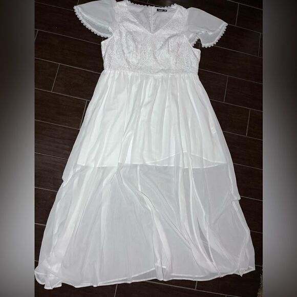 Shein curve white lace maxi dress w/front split sz 2XL - Picture 2 of 8